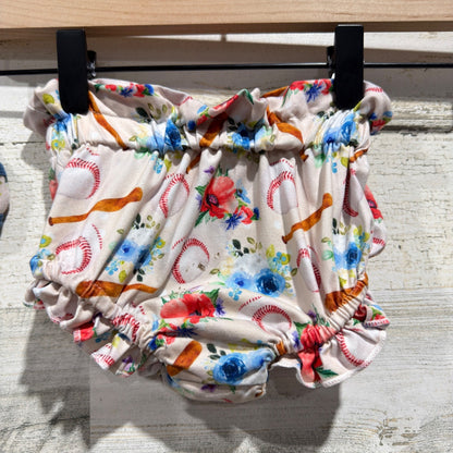 Eliza Cate and Co Dress Bloomers Girls 12-18M Baseball Floral Sporty EUC3