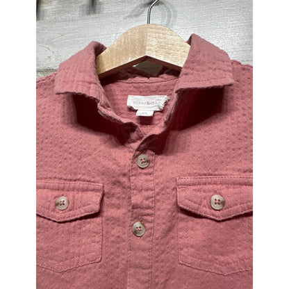 Scene & Heard Button Down Shirt Boys 2/3 Pink Textured Dobby Gauze EUC1