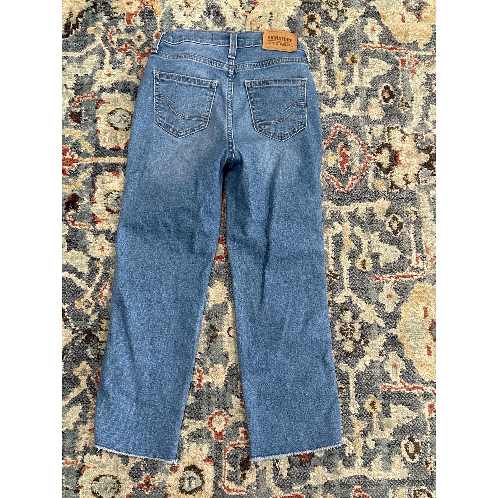 Signature Levi Strauss Custom Painted Jeans Kids 8 Blue PNG Indians Spirit1
