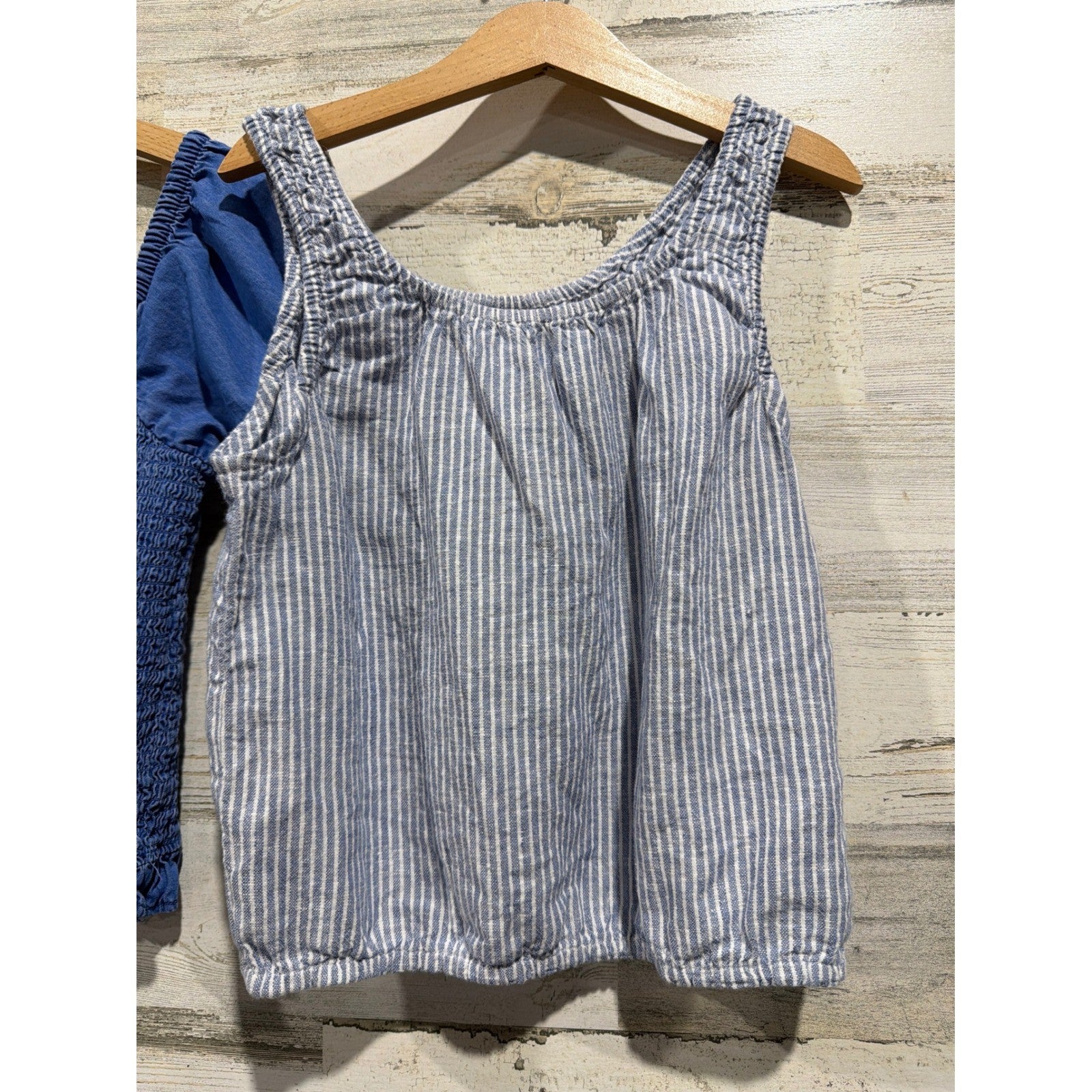 Abercrombie Zara Shirt Bundle Girls 10-12 Blue Striped Smocked Coastal EUC1