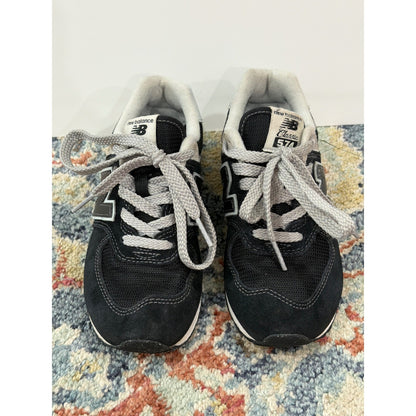 New Balance 574 Shoes Boys 13 Black Grey Suede Mesh Retro Classic EUC1