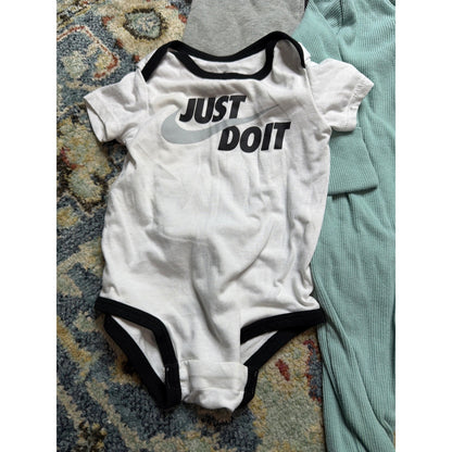 Nike Romper Bodysuit Bundle Boys 6M 9M Gray White Teal Sporty Athleisure GUC2