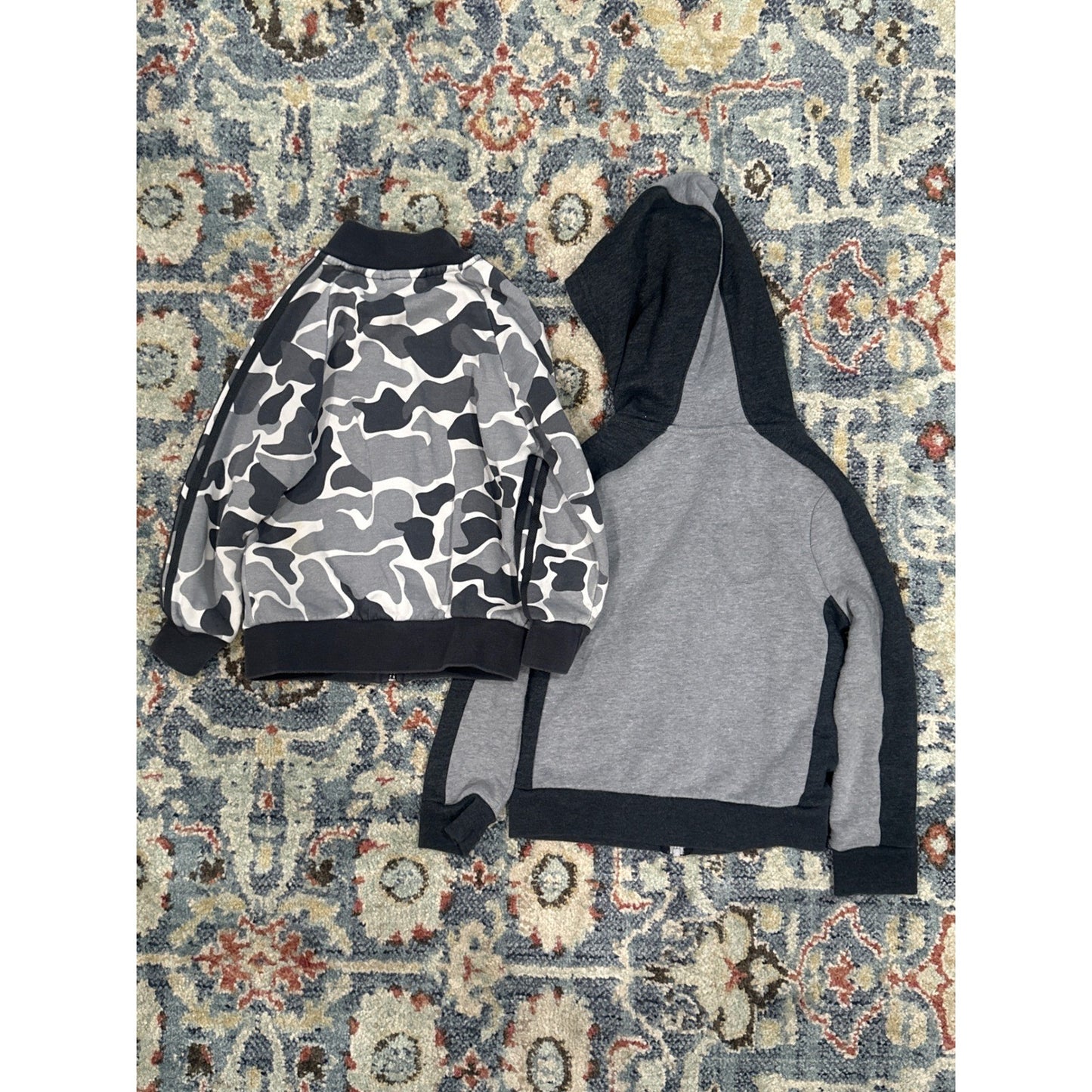 Adidas Jacket Bundle Kids 4T Grey Camo Logo Zip Up Hooded Sporty *Flaws*6