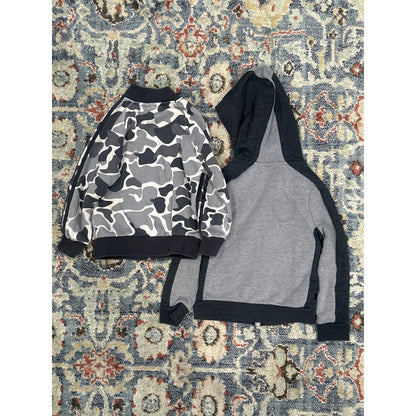 Adidas Jacket Bundle Kids 4T Grey Camo Logo Zip Up Hooded Sporty *Flaws*6