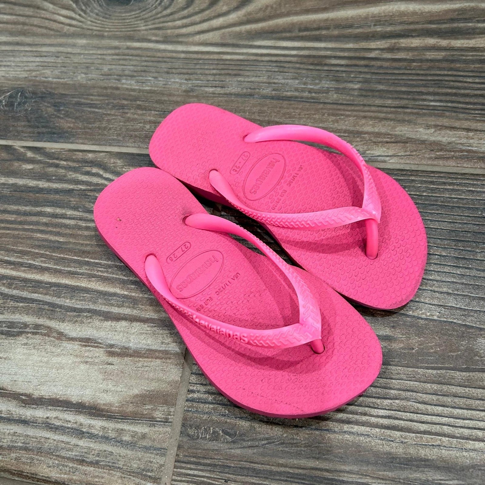 Havaianas Flip Flops Girls 27/28 Pink Rubber Sandals Beach1