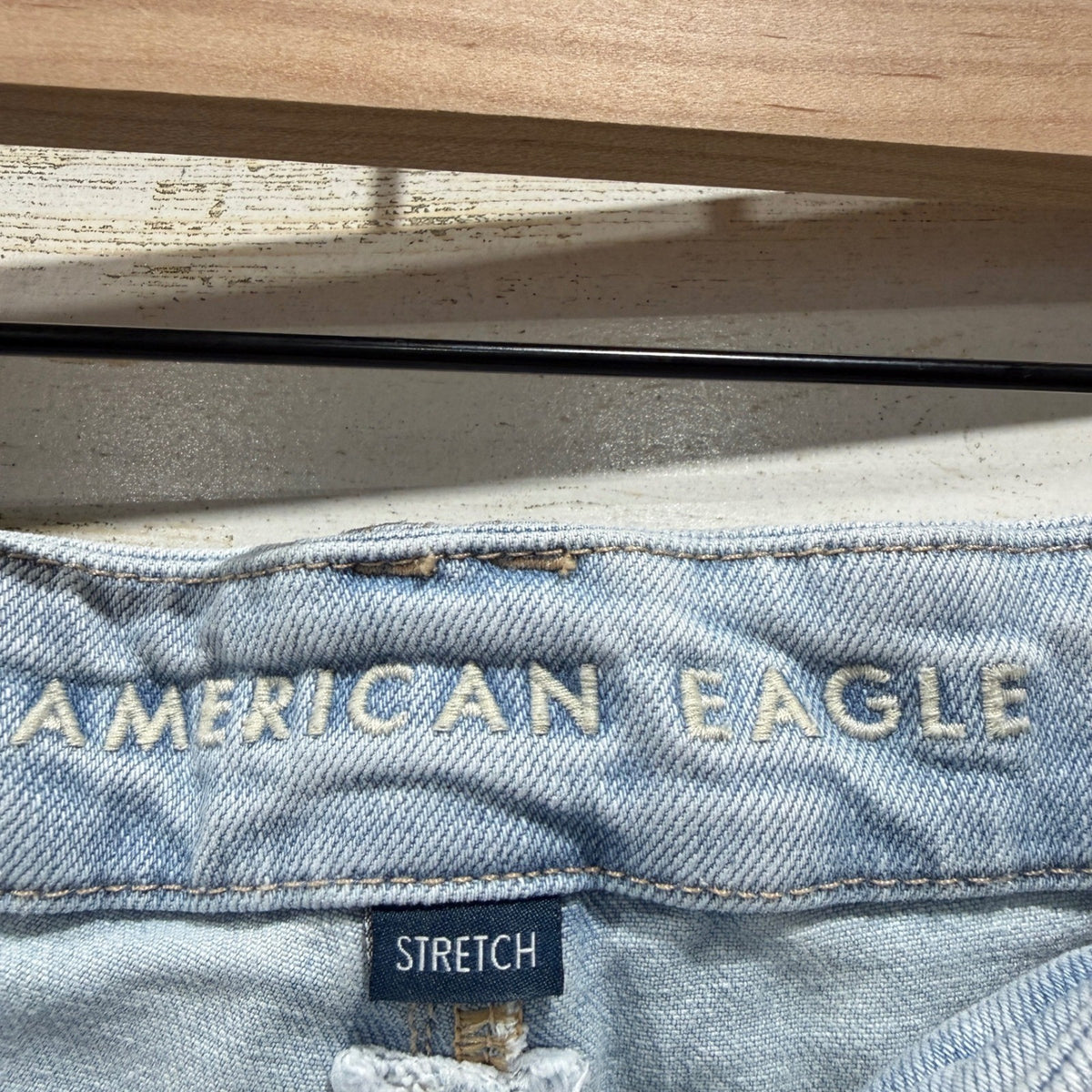 American Eagle Curvy Stovepipe Jeans Women 8S Light Blue Stretch Denim Boho EUC2