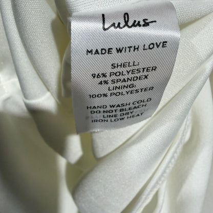 Lulus Mini Dress Women XL White Ruffle V Neck Cocktail Party Bridal NWT *Flawed6