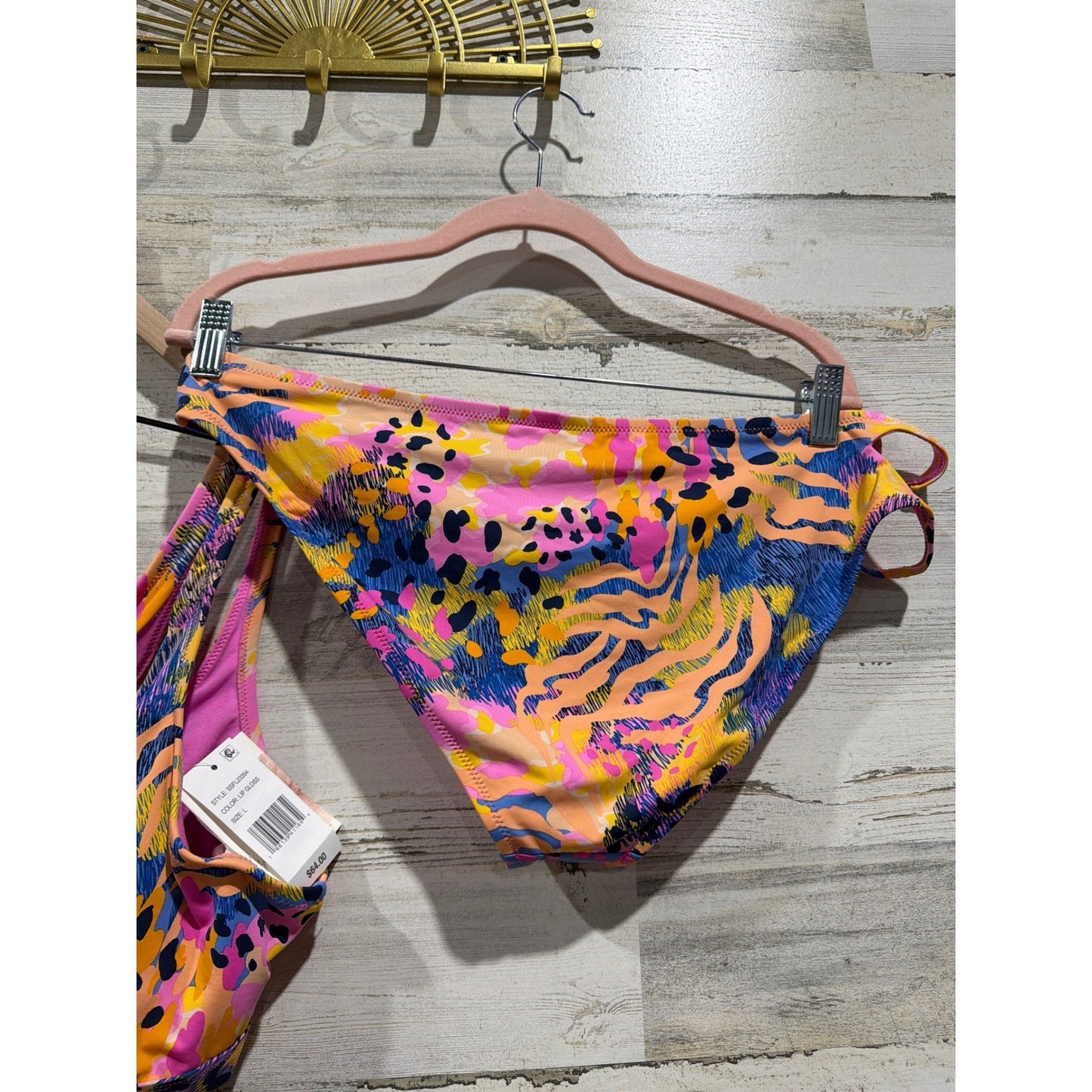 Jessica Simpson Bikini Set Women L Top XL Bottoms Print Tropical Swim Vacay NWT6
