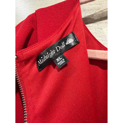 Midnight Doll Dress Women XL Red Ruffle Sleeve Tiered Coquette EUC2