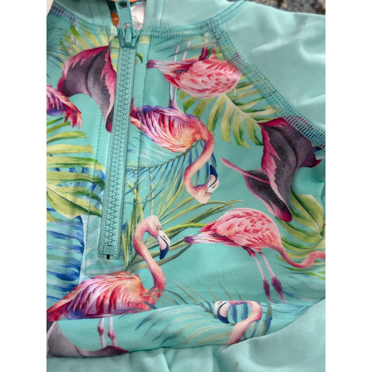 Escargot Swimsuit Baby Girls 3-6M Mint Green Flamingo Hooded Tutu NWT6