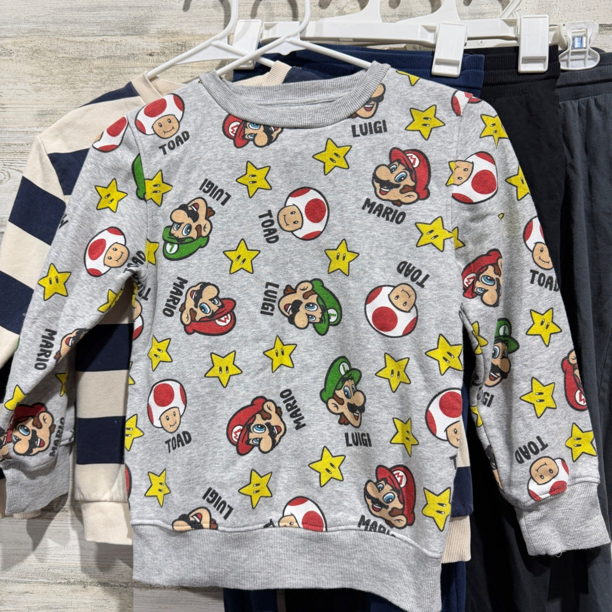 Boys 6-7 H&M Mario Bundle Basics Sweatshirt Jogger Stripe Gamer1