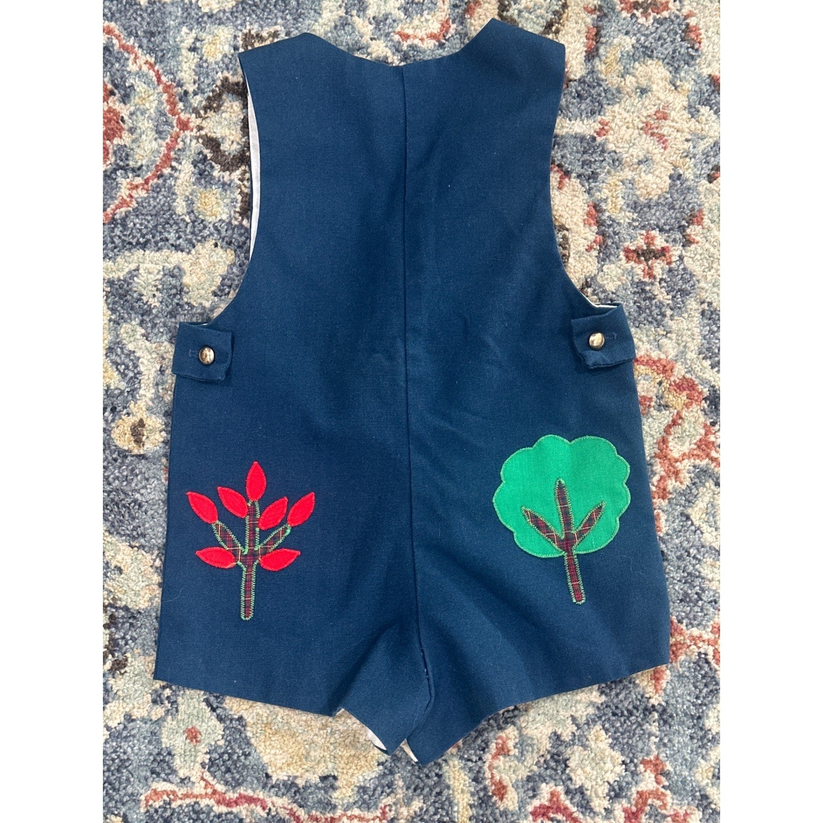 Vintage Chocolate Soup Romper Baby Boys Large 6-12M Blue Nature VTG Applique5