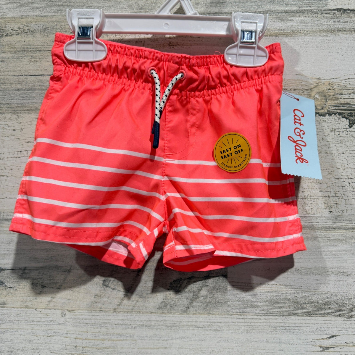 Cat & Jack Swim Trunks Boys 12M Orange Striped Beach Summer NWT0