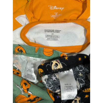 Disney Peanuts Halloween Cotton Pajamas Kids 3T Snoopy Mickey Mouse Bundle6