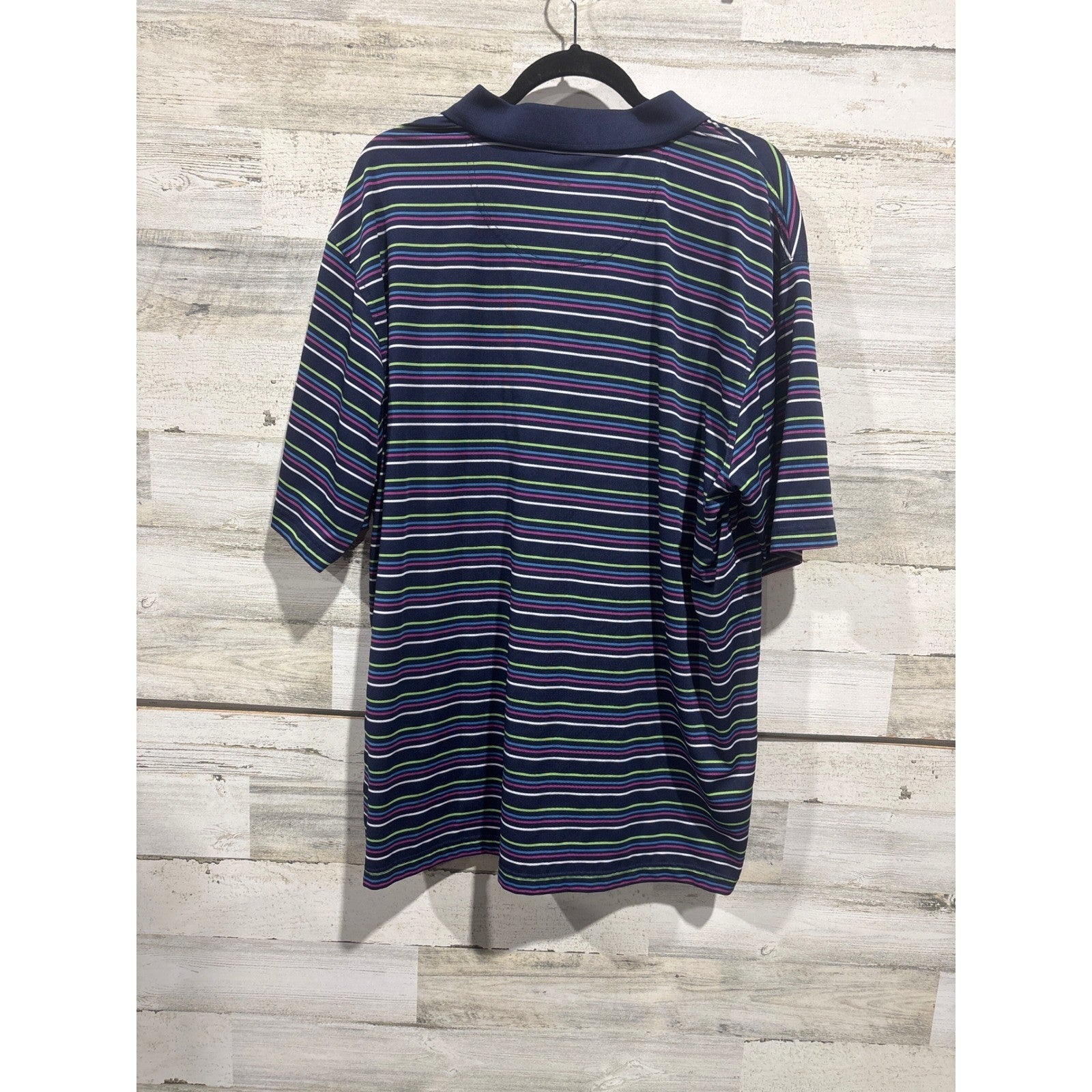 Bollé Golf Polo Shirt Men XXL Navy Blue Striped Tech Golfcore EUC2