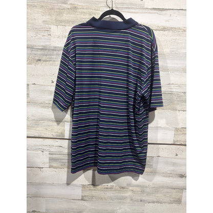 Bollé Golf Polo Shirt Men XXL Navy Blue Striped Tech Golfcore EUC2