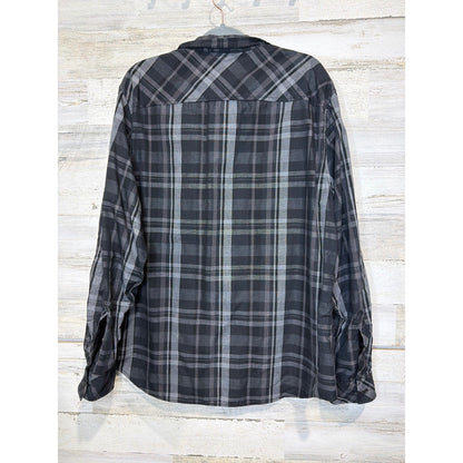 Rock and Republic Button Down Shirt Men XXL Grey Black Plaid Grunge Rocker EUC3