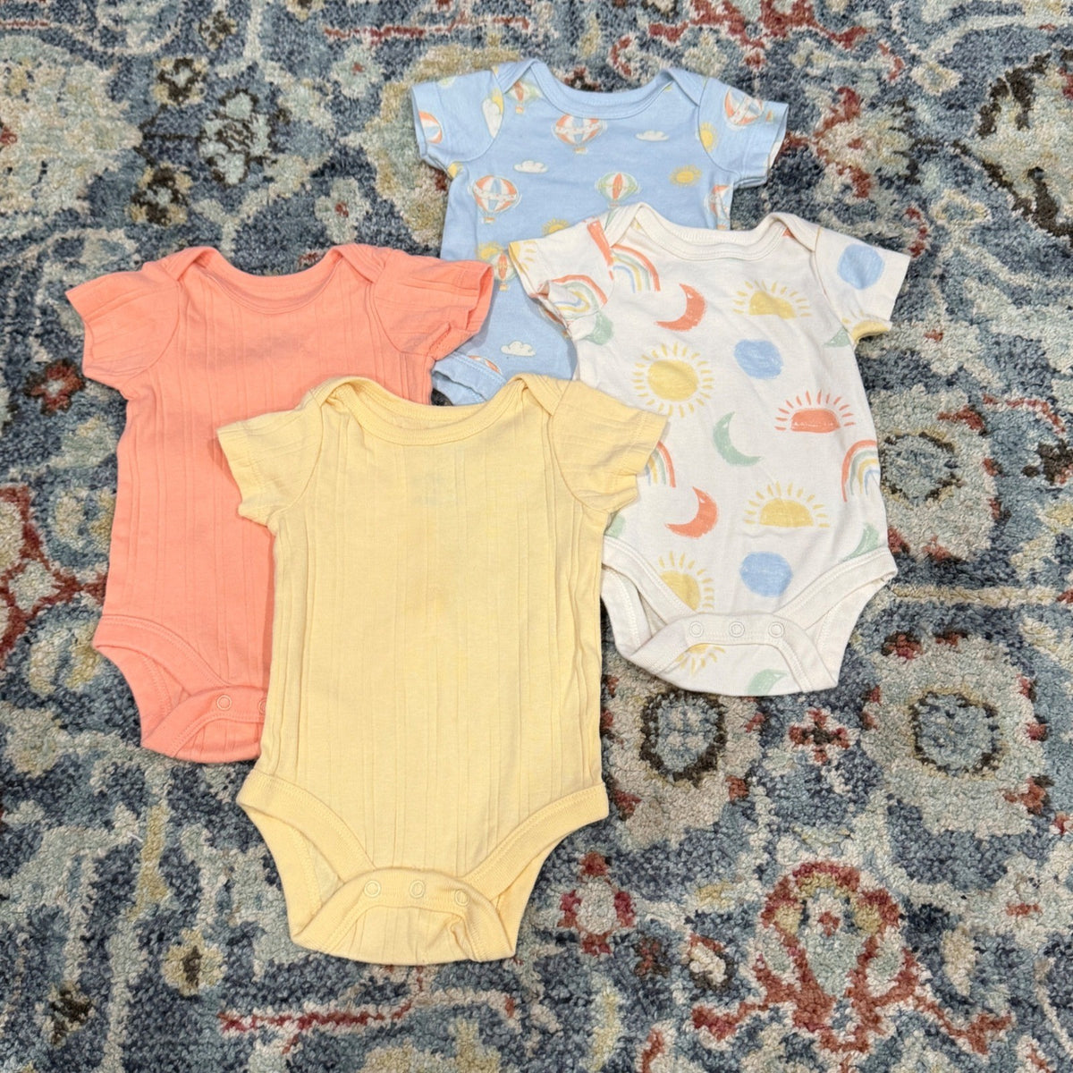 Member's Mark Bodysuit Set Kids NB Multi Organic Cotton Celestial Boho EUC0