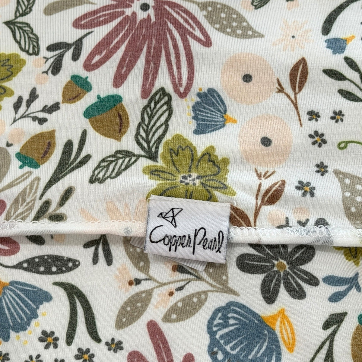 Copper Pearl Swaddle Blanket Baby White Floral Woodland Autumn EUC1
