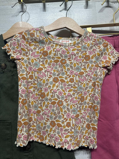 Cat & Jack 3pc Outfit Set Girls 3T Green Pink Floral Jumper Tee Pants2