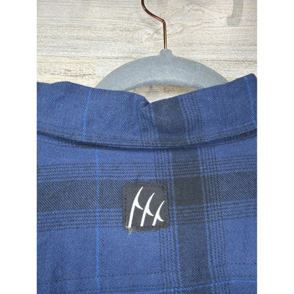Fintech Button Down Shirt Men XXL Blue Plaid Cotton Gorpcore NWT5