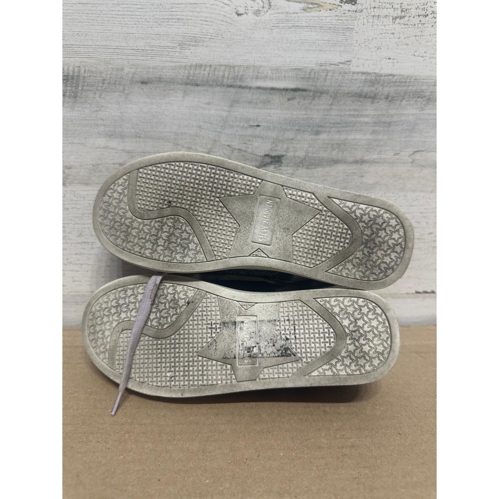 Steve Madden Sneakers Kids Youth 3 Black Silver Glitter Star Butterfly4