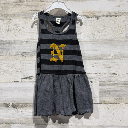 Kavio Striped Racerback Dress Girls 3 Grey Cotton Blend Preppy0