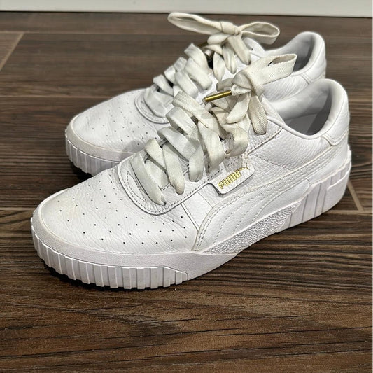 Puma Cali Star Sneakers Women Size 9 White Leather Platform Low Top0