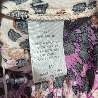 Savanna Jane Embroidered Blouse Women M Purple Leopard Rayon Boho EUC3