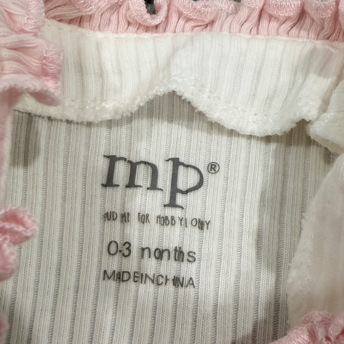 Mud Pie Hello World Sleeper Gown Girls 0-3M White Pink Ruffle Ribbed EUC5