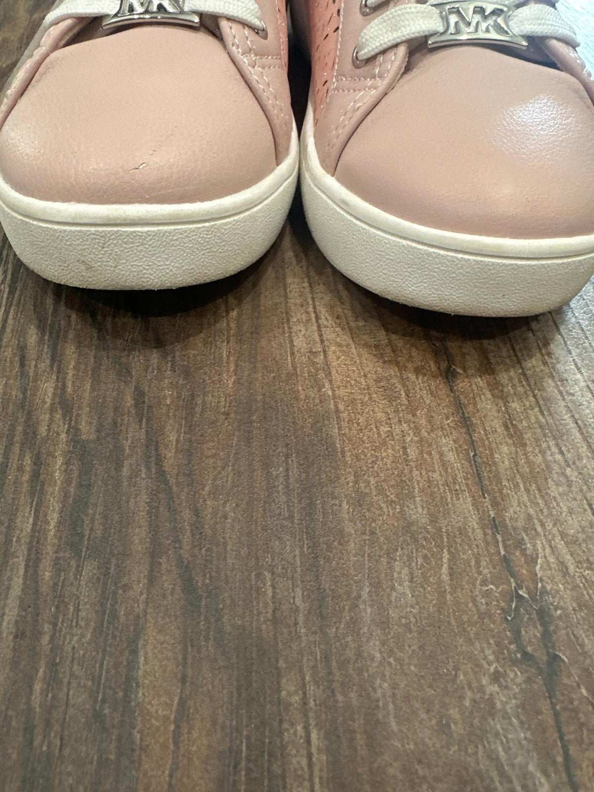 Michael Kors Sneakers Girls Size 3 Pink Laser Cut Floral Glitter GUC5