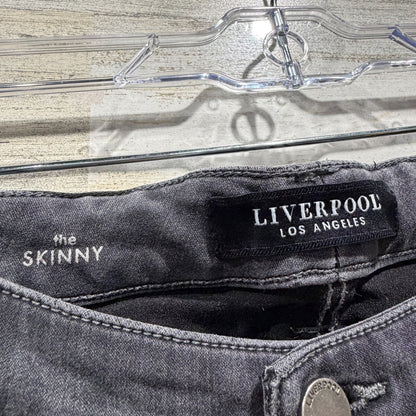 Liverpool The Skinny Jeans Women 16 Black Cotton Blend Faded Denim Casual1