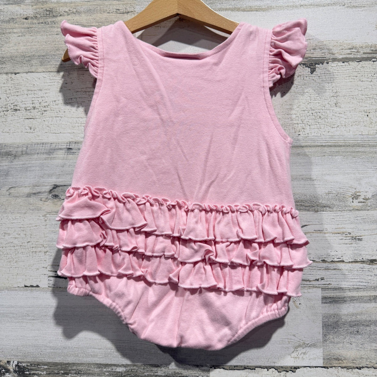 AE Romper Girls 2T Pink Bunny Patchwork Ruffle Easter Spring4