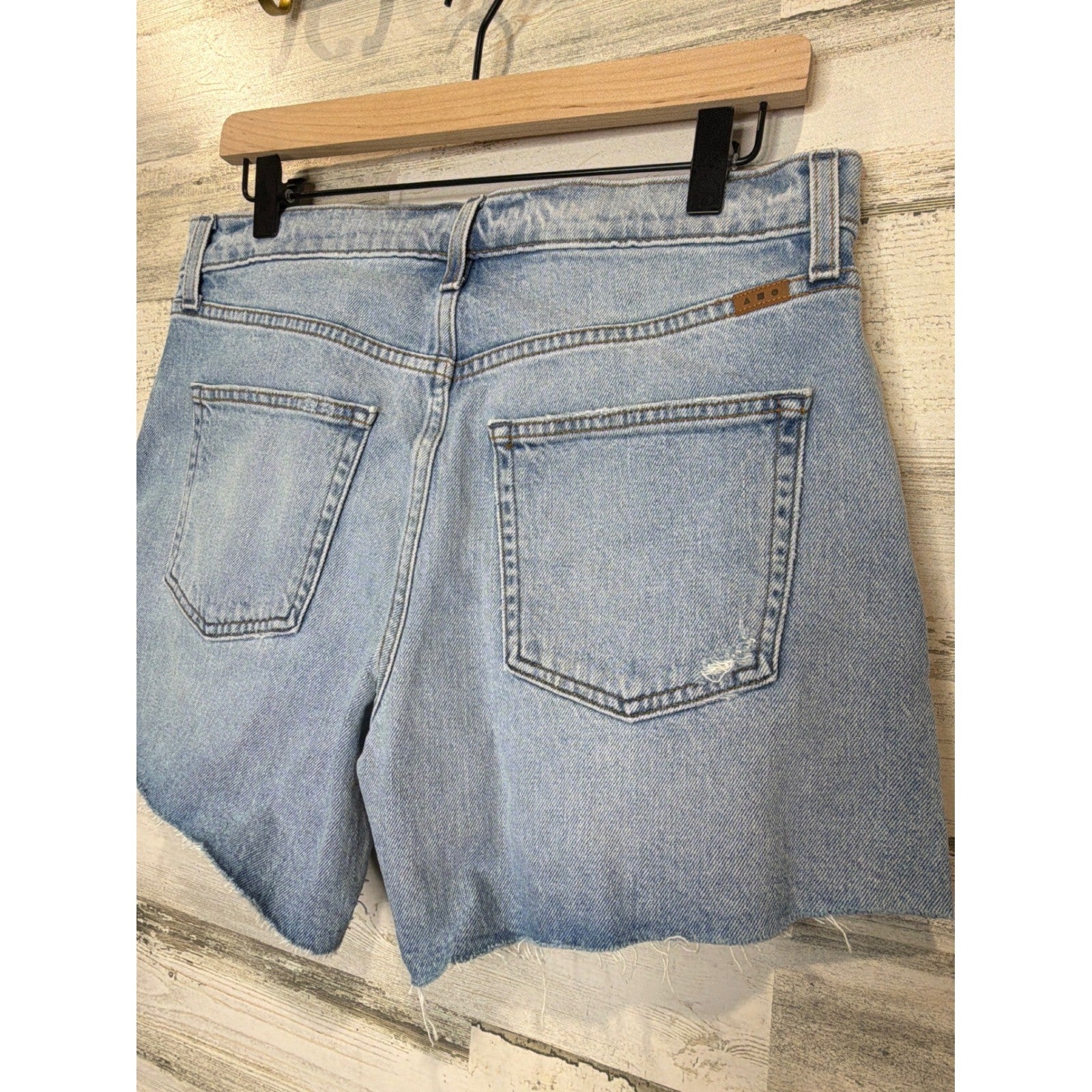 AYR All Year Round Denim Shorts Women 29 Blue Distressed Raw Hem EUC3