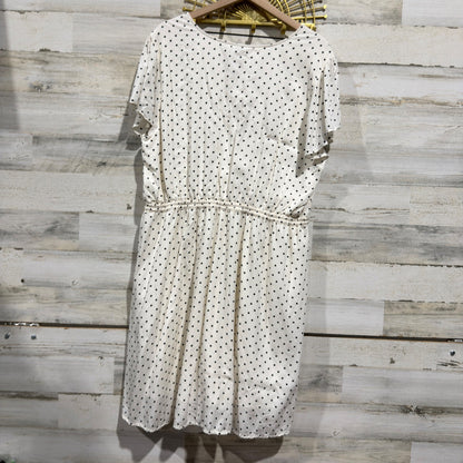 Old Navy Polka Dot Fit & Flare Dress Women XXL White Rayon Retro Flawed*6