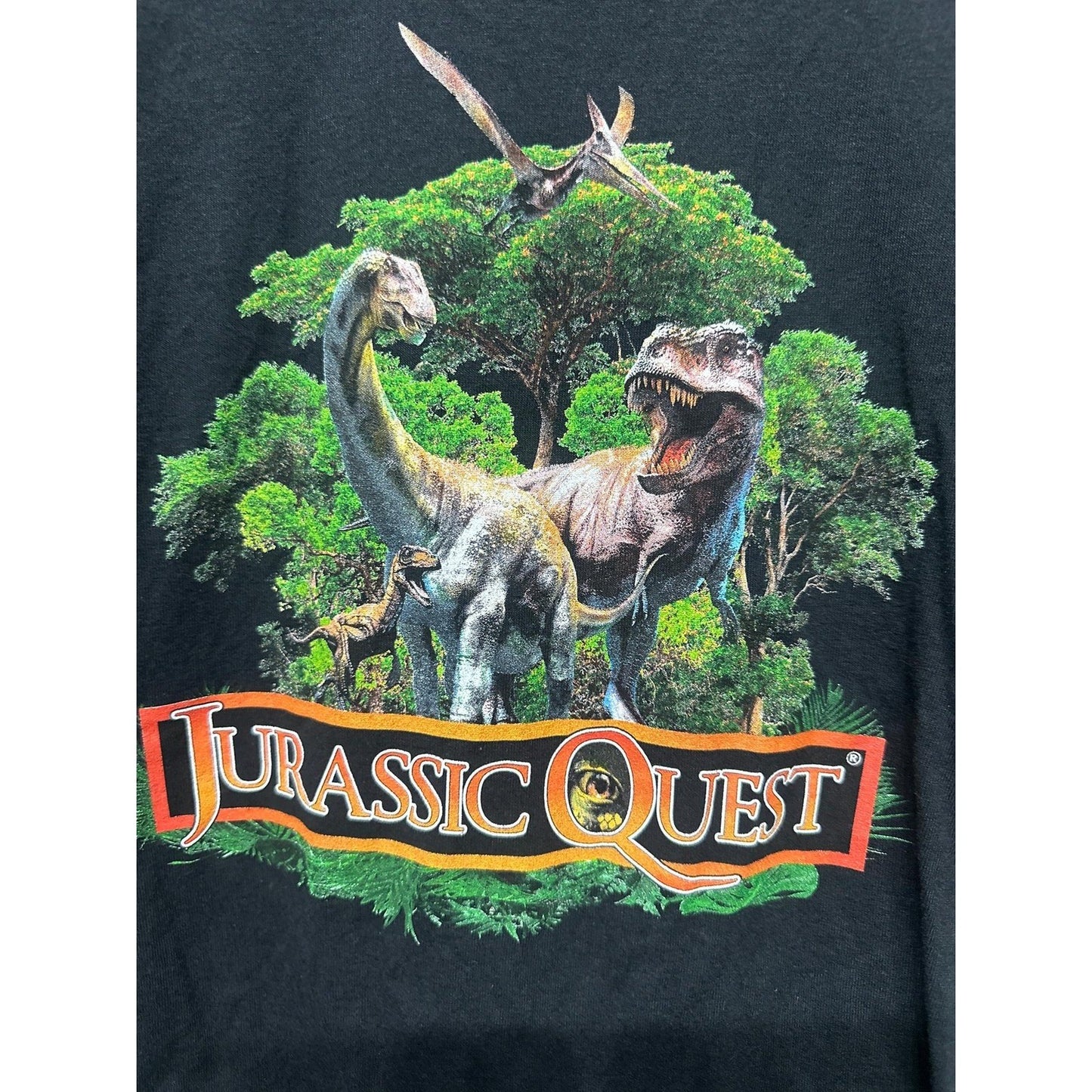 Jurassic Quest T-Shirt Boys Medium Black Dinosaur Graphic Tee Adventure EUC1