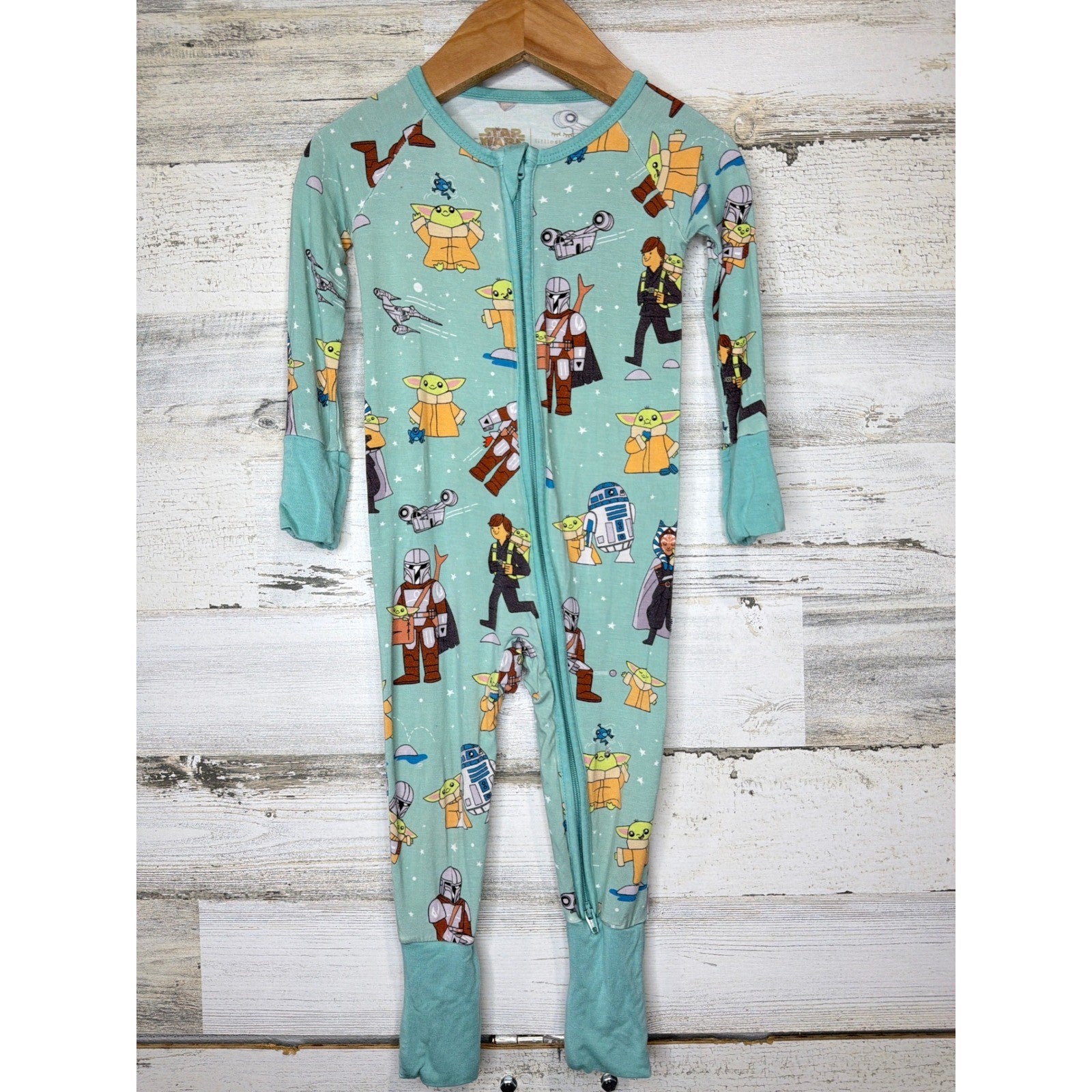 Little Sleepies Sleeper Boys 6-12M Blue Star Wars Bamboo Mandalorian EUC0