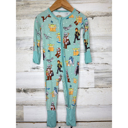 Little Sleepies Sleeper Boys 6-12M Blue Star Wars Bamboo Mandalorian EUC0