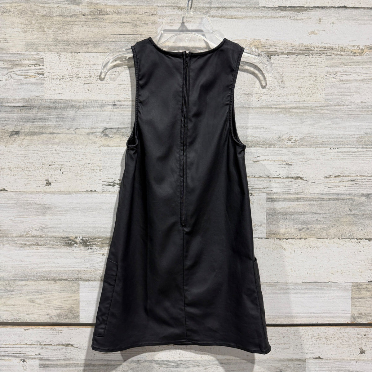 GB Girls Sleeveless Shift Dress Girls Size 8 Black Coated Fabric Modern EUC3