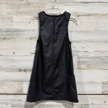 GB Girls Sleeveless Shift Dress Girls Size 8 Black Coated Fabric Modern EUC3