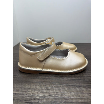 L'Amour Mary Jane Shoes Girls Size 13 Gold Scalloped Metallic Dressy GUC*4