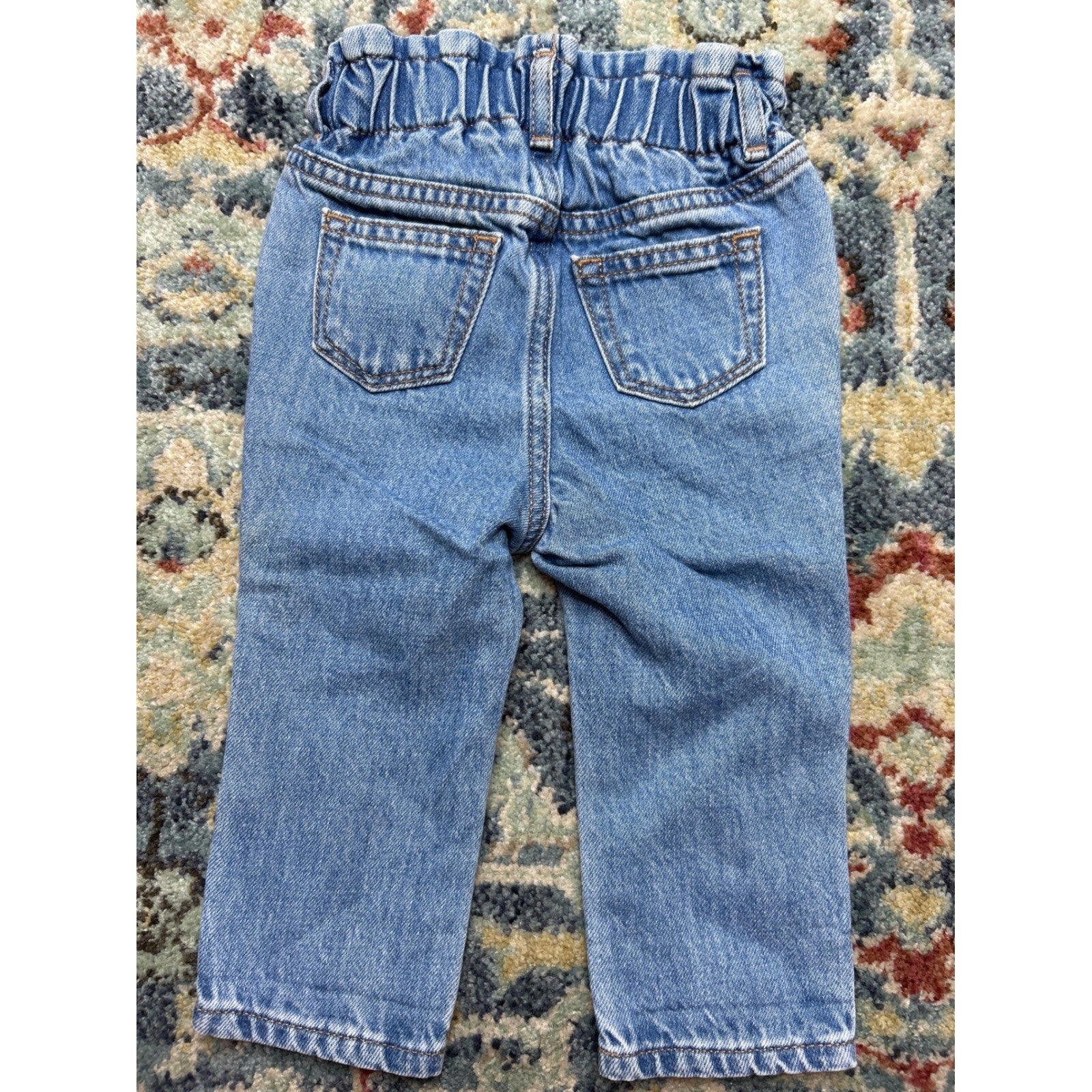 Disney Gap Jeans Girls 6-12M Blue Embroidered Minnie Daisy Paperbag Waist EUC4