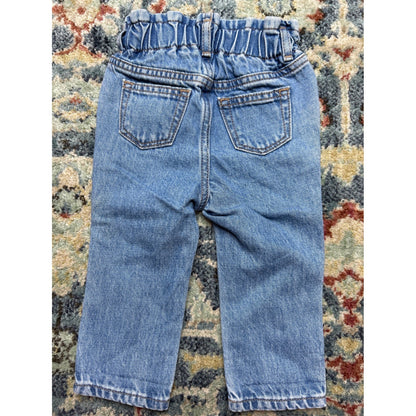 Disney Gap Jeans Girls 6-12M Blue Embroidered Minnie Daisy Paperbag Waist EUC4