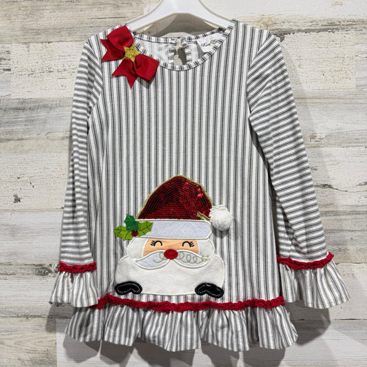 Rare Editions Tunic Girls Size 8 Grey Santa Sequin Holiday Christmas EUC0