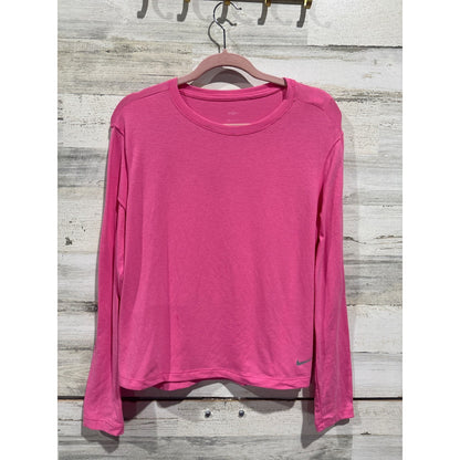 Nike Yoga Dri-FIT Shirt Women Small Pink Long Sleeve Activewear EUC0