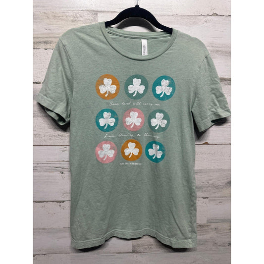 The Holiday Tees Graphic T-Shirt Women Medium Green Shamrock Psalm 139 EUC0