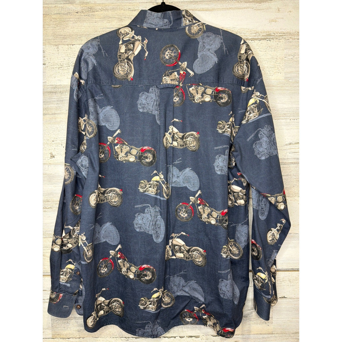 Clearwater Outfitters Button Down Shirt Men Large Blue Motorcycle Biker *Flawed5