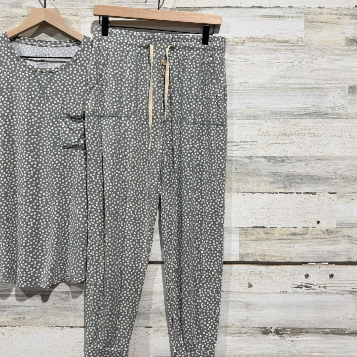 Lates Pajama Set Women Medium Dot Modal Jogger Loungewear EUC3