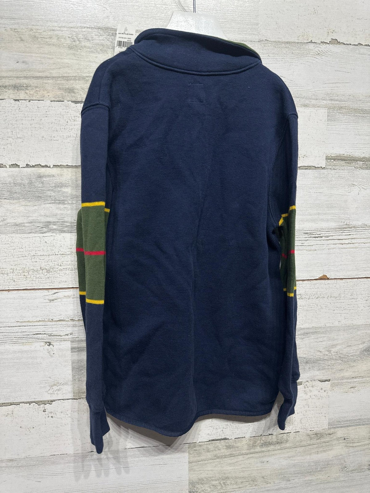 Gap Quarter Zip Sweater Kids Size M 8 Navy Blue Striped Sleeve NWT2