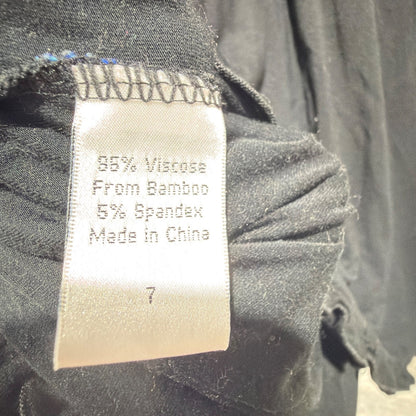 Kickee Pants Dress Girls 7 Black Bamboo Viscose Short Sleeve Ruffle EUC2